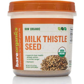 "BareOrganics Milk Thistle Seed Powder – 8 oz jar front view with organic label"
